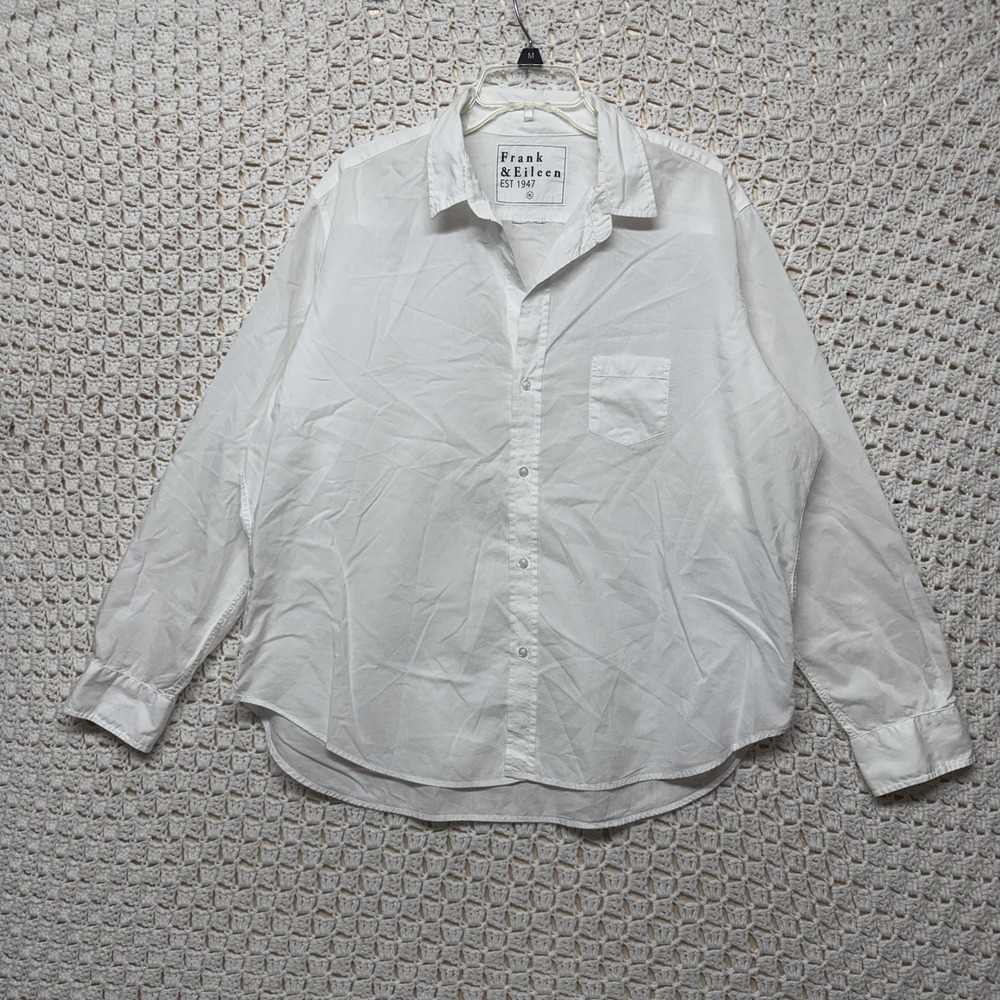 Frank & Eileen Joedy Super Luxe Shirt Women XL White Buttonup V Neck Long Sleeve
